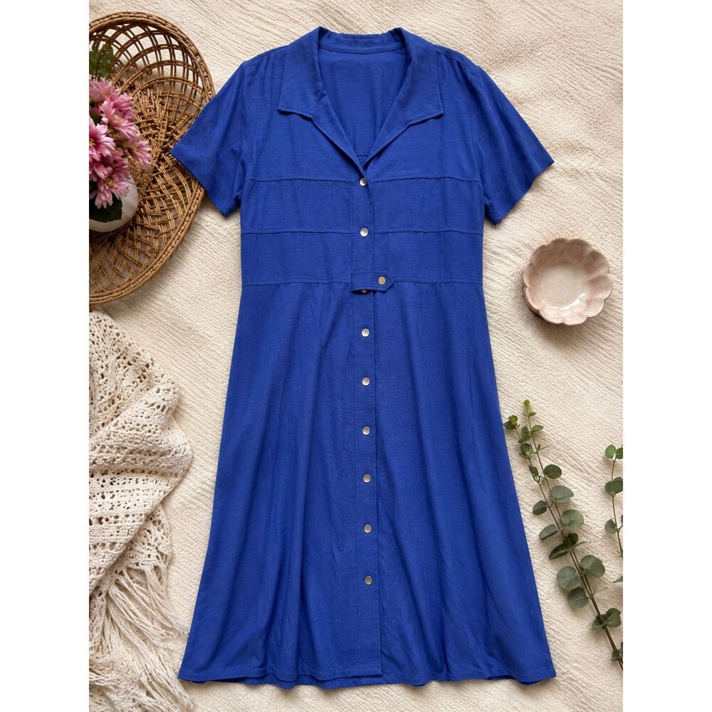 Vintage Deadstock Julian Taylor New York Blue Maxi Dress NWT Size 16 Made in USA